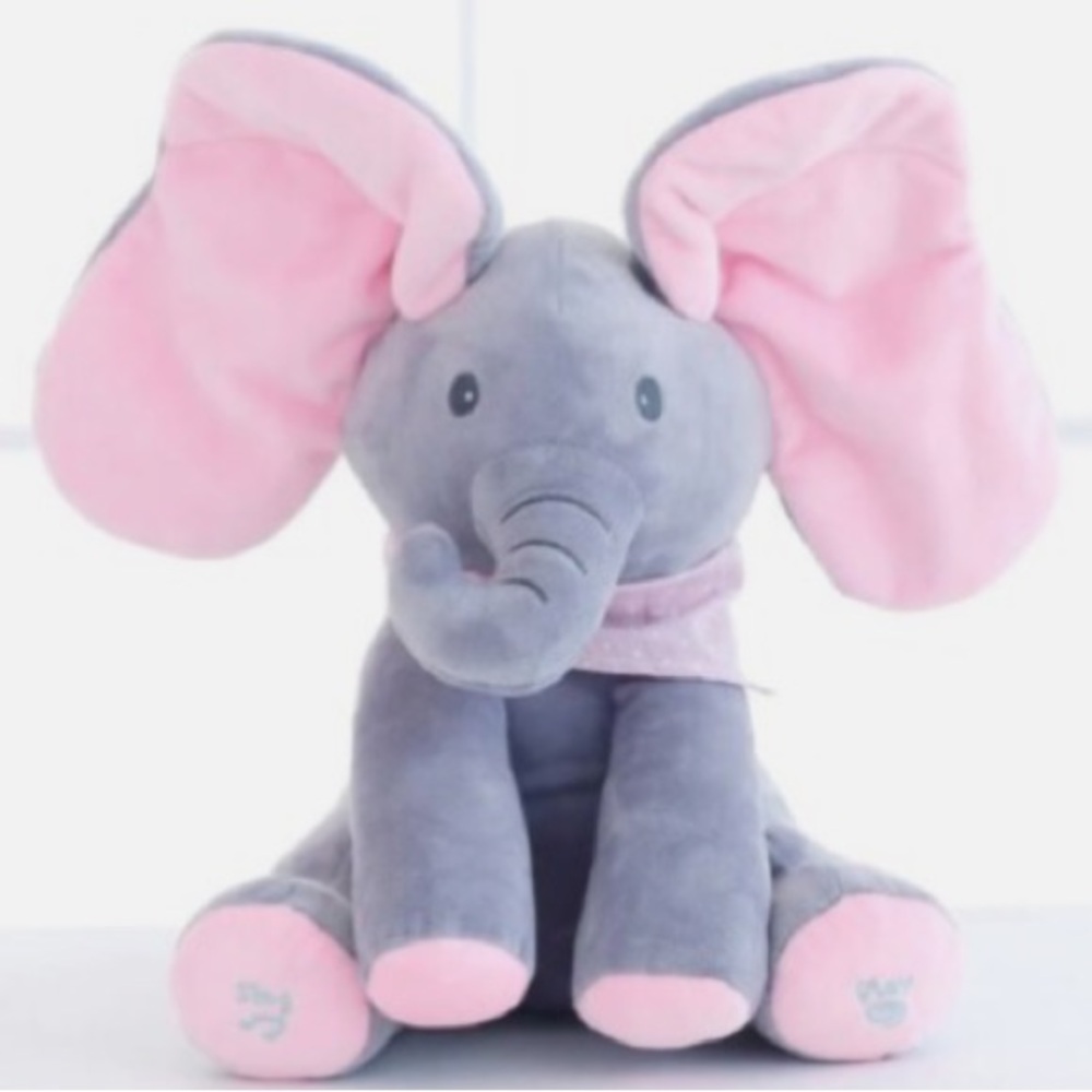 Plush Gray and Pink Elephant Toy